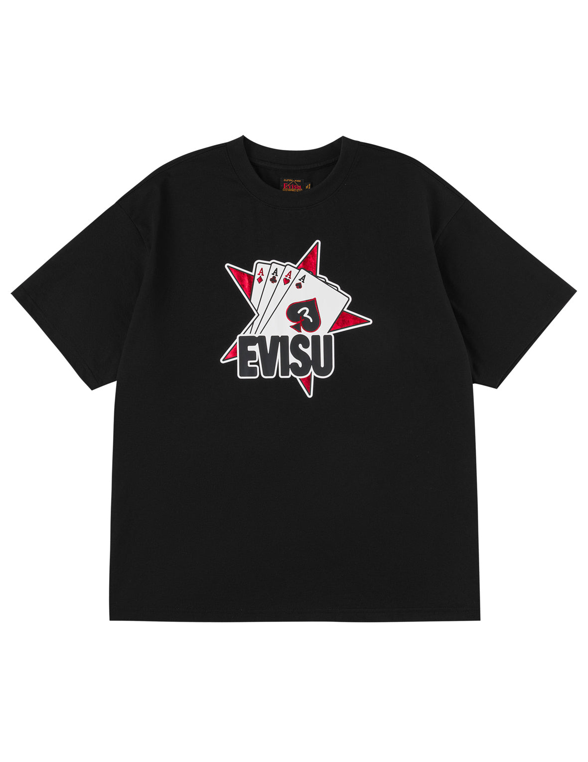 Poker Aces and Flocked Star T-shirt - Black