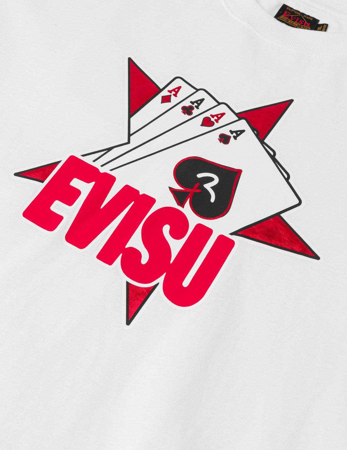 Poker Aces and Flocked Star T-shirt - White