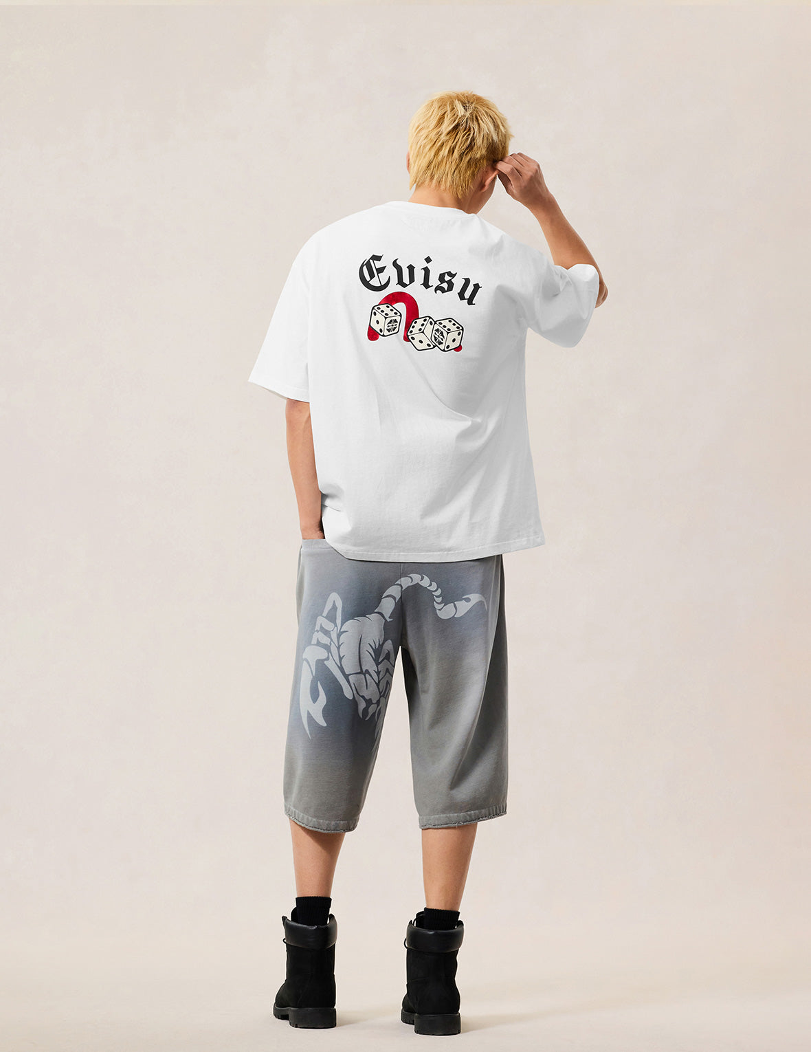 Poker Lucky Dice and Flocked Seagull T-shirt - White