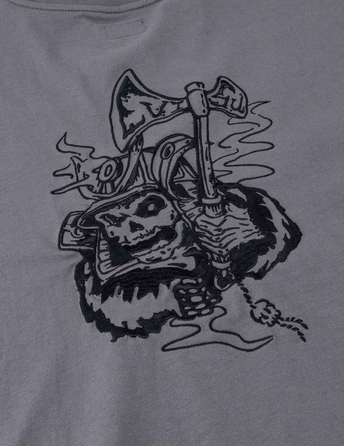 Skull Samurai Embroidery T-shirt
