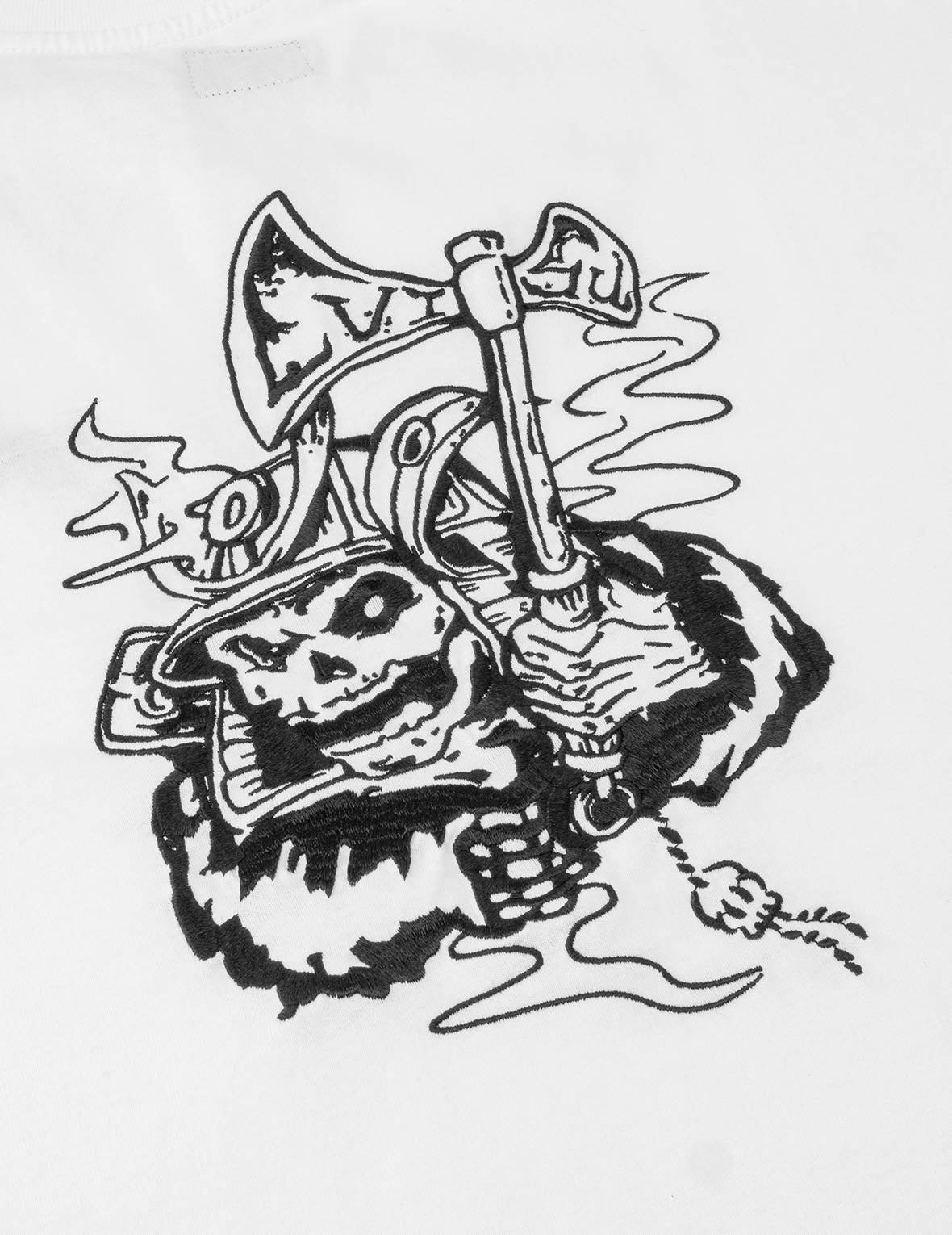 Skull Samurai Embroidery T-shirt
