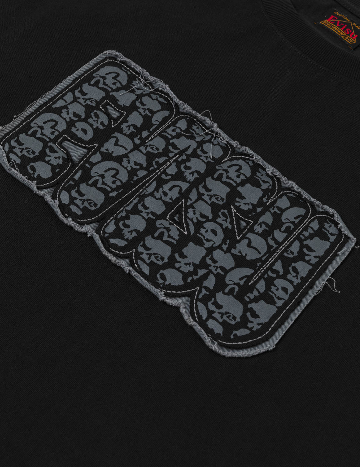 Skull Evisu Logo Distressed Tee