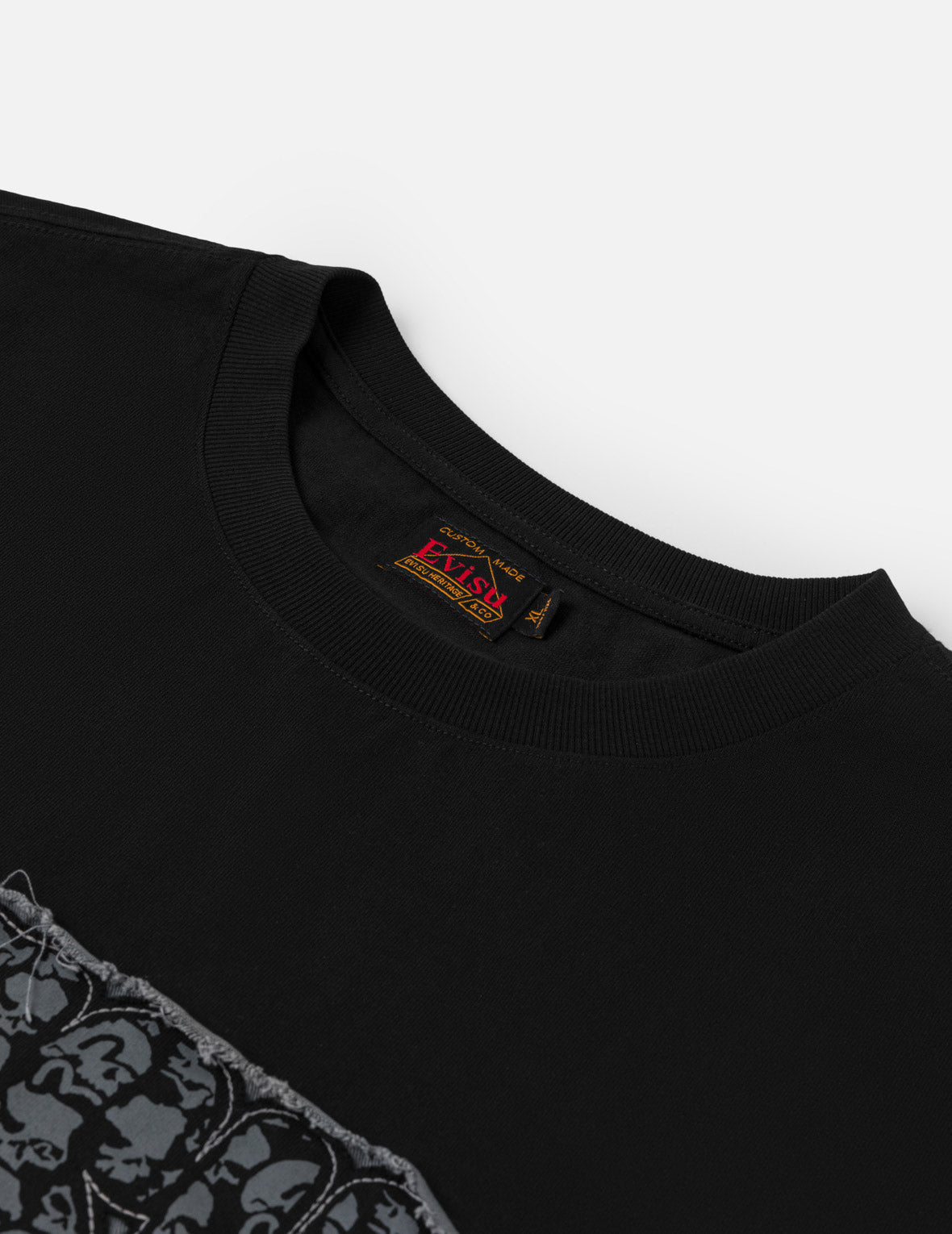 Skull Evisu Logo Distressed Tee