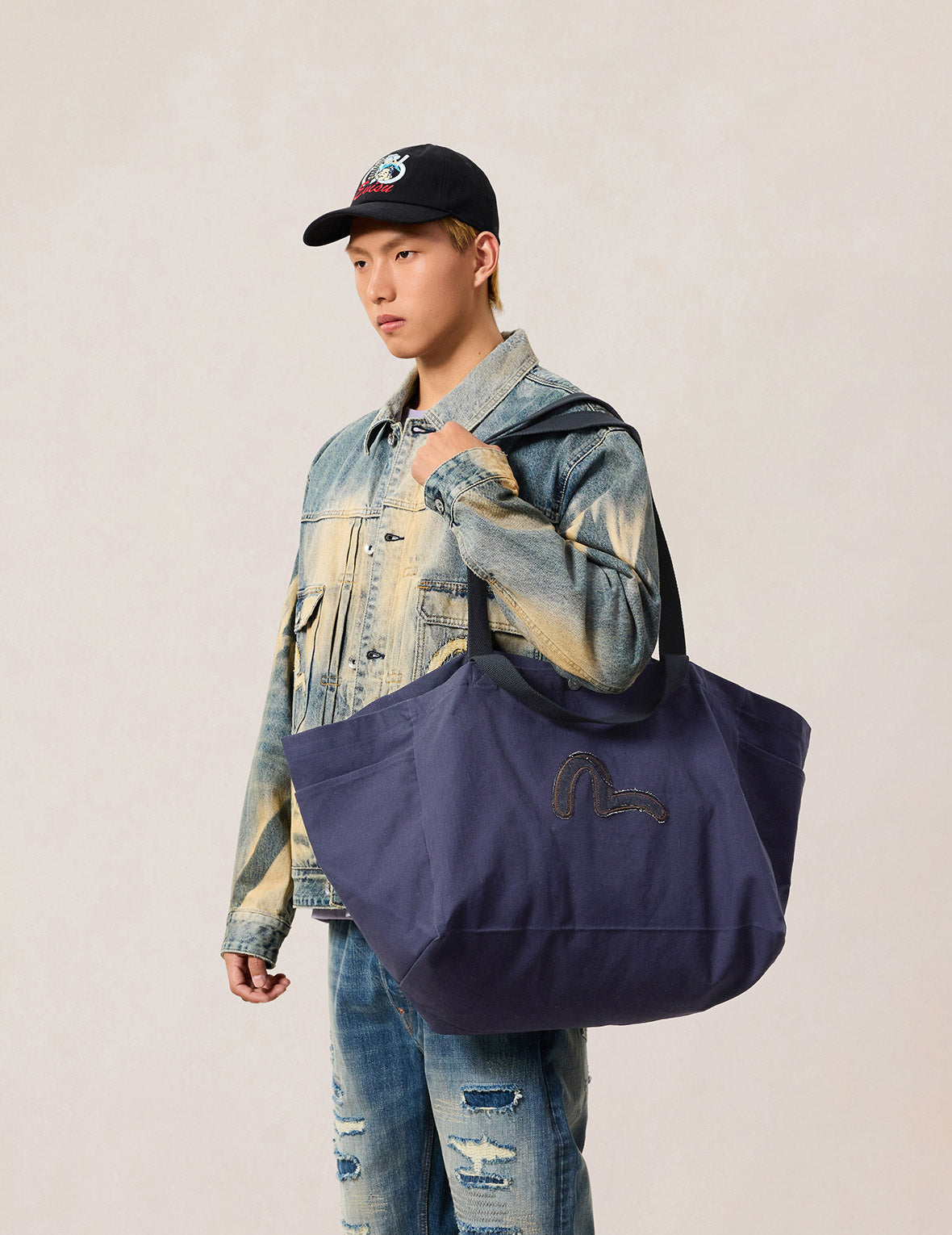 Seagull Denim Applique Tote Bag