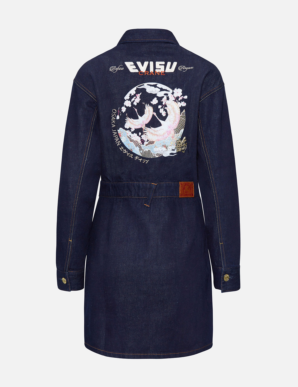 Crane Graphic and Seagull Denim Dungaree Dress