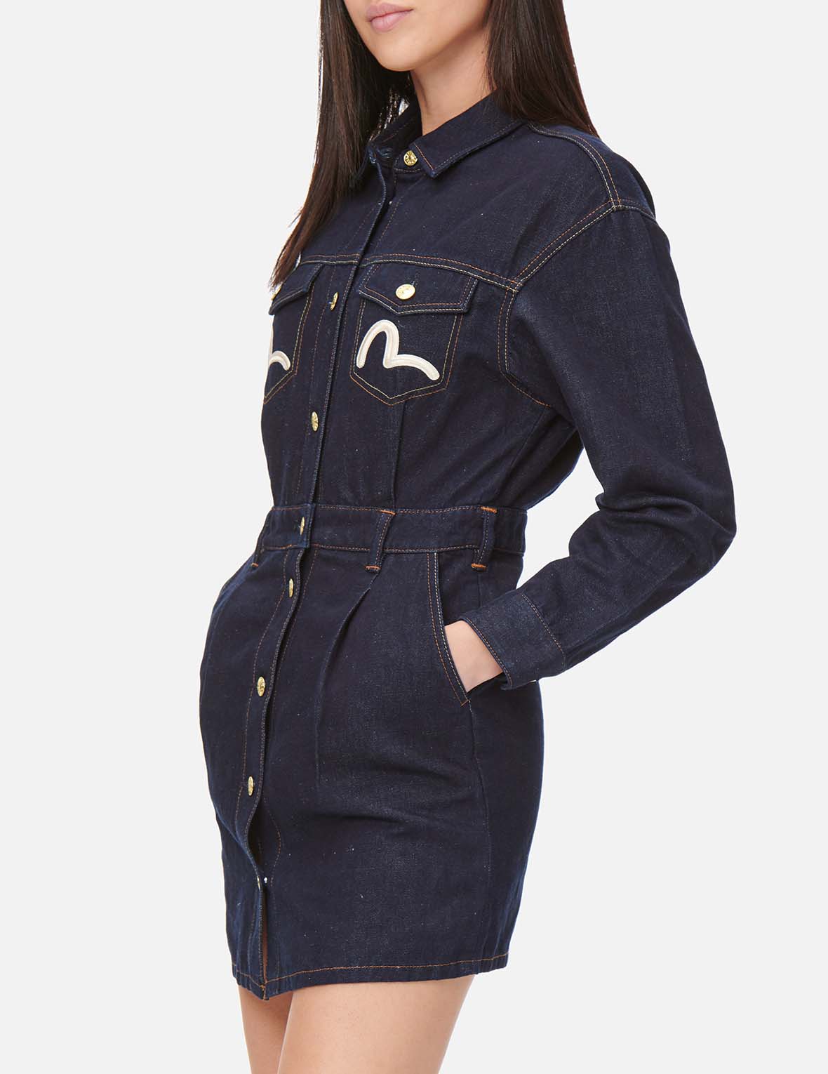 Crane Graphic and Seagull Denim Dungaree Dress