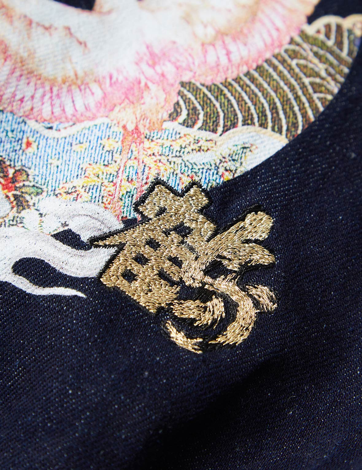 Crane Graphic and Seagull Denim Dungaree Dress