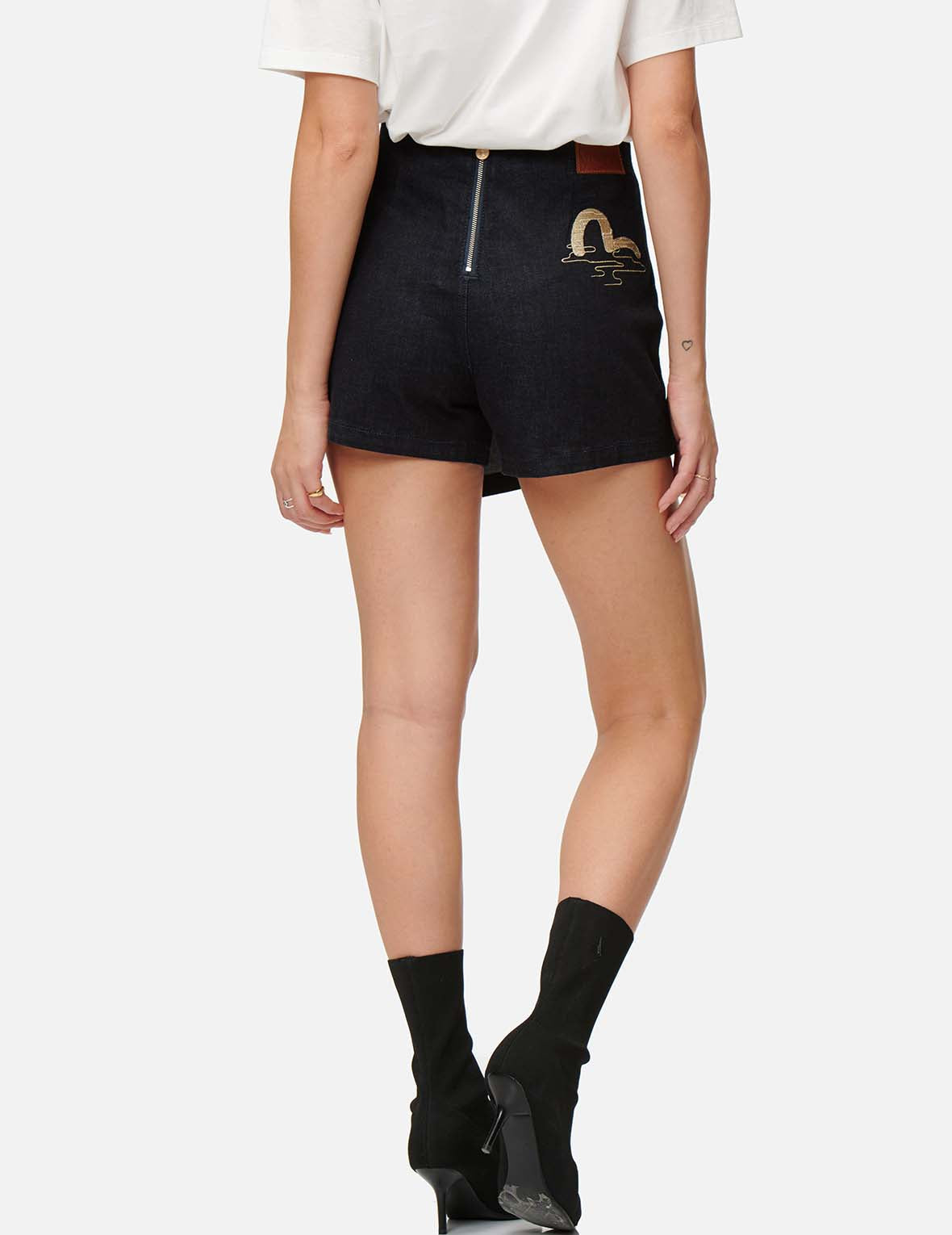 Seagull and Logo Embroidered Denim Skort