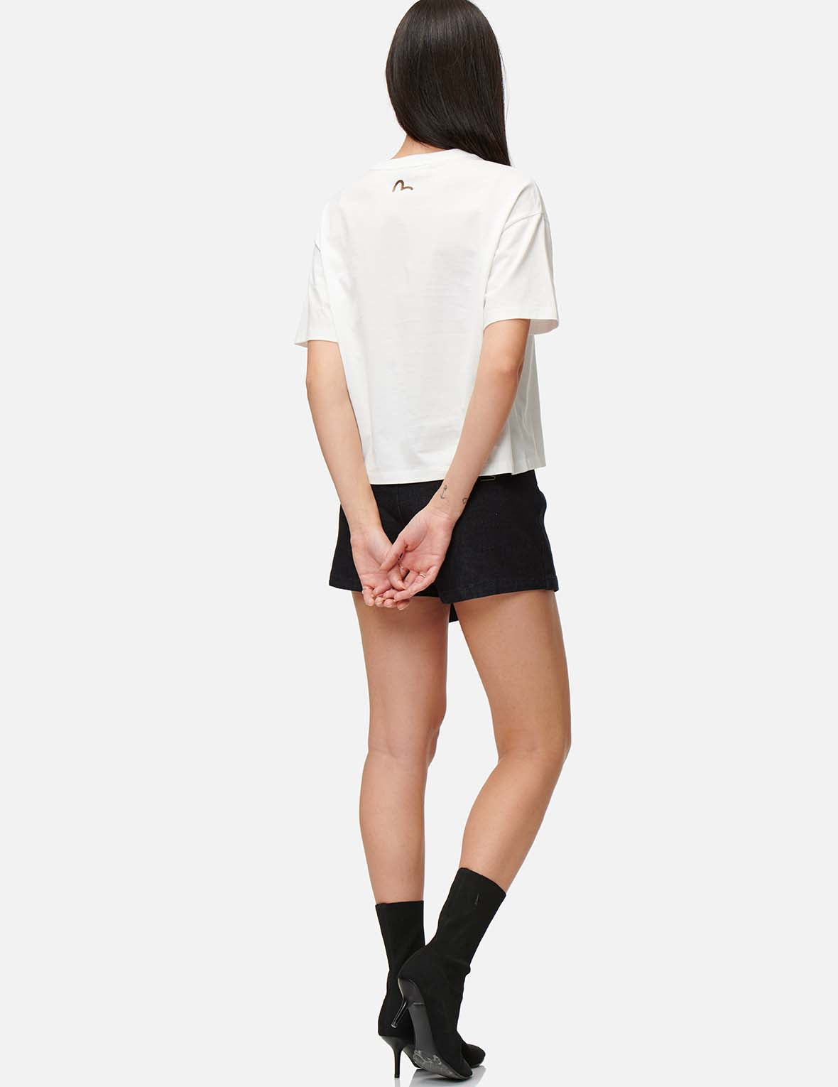 Seagull and Logo Embroidered Denim Skort