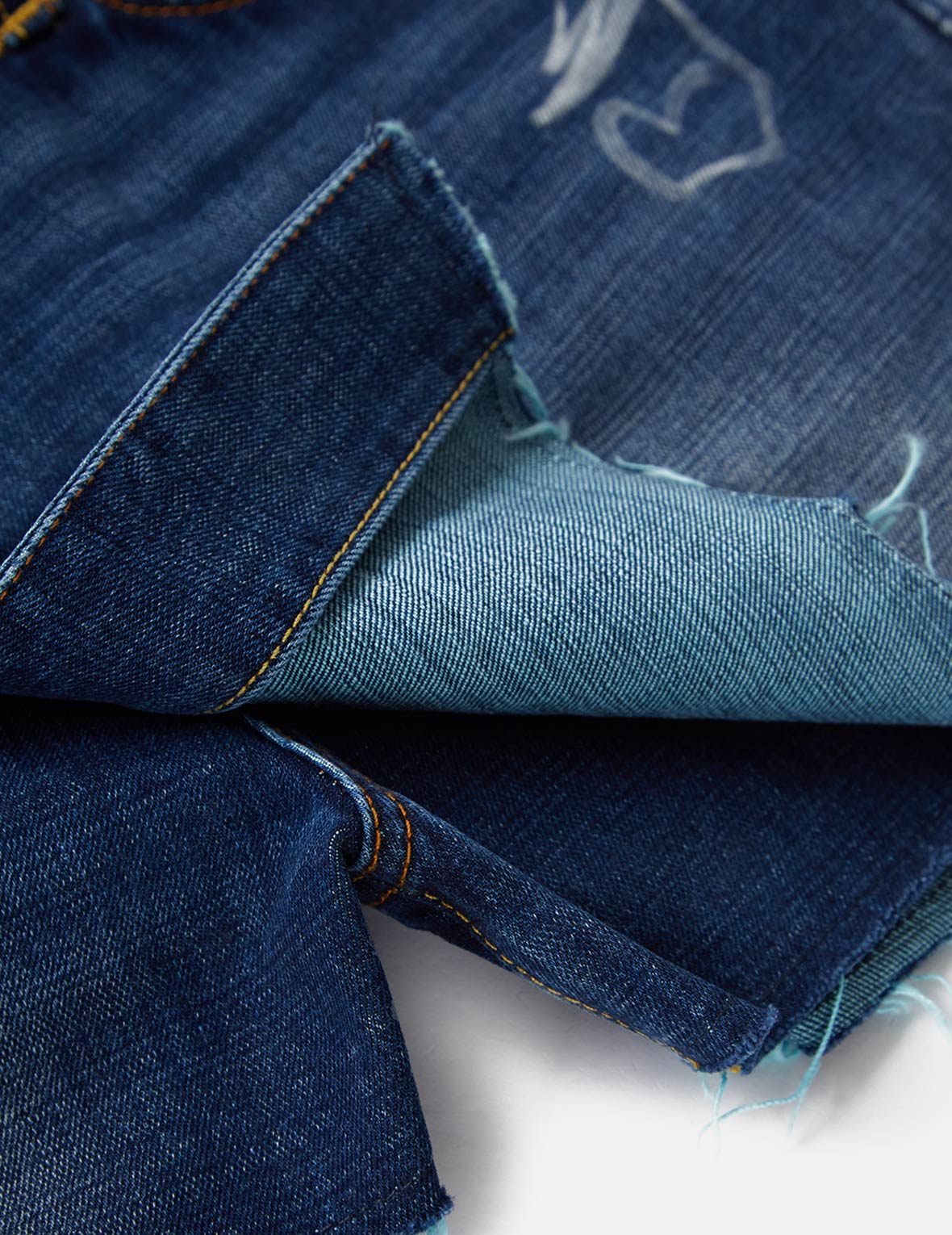 Kamon and Seagull Embroidered Denim Skort