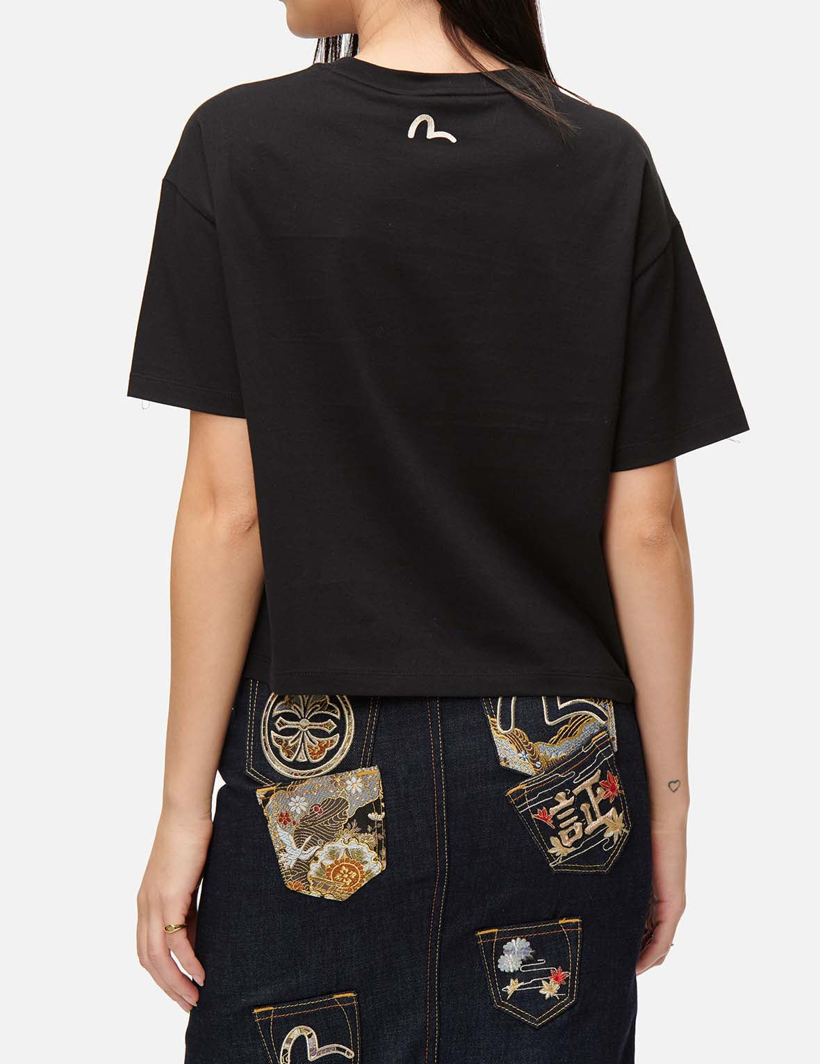 Brocade Kamon Print Boyfriend Drop-shoulder T-Shirt