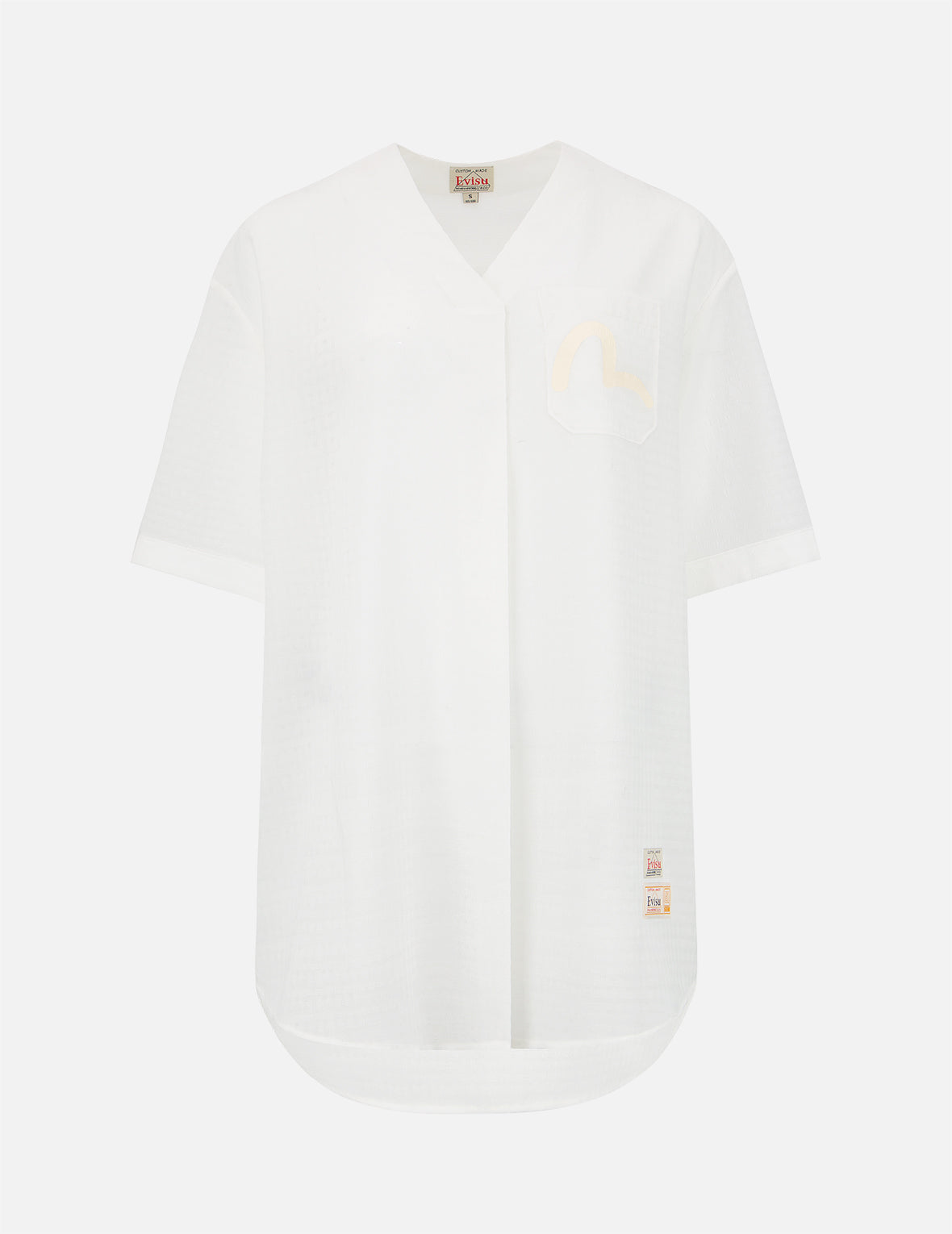 Seagull and Motto Print Seersucker V-neck Dress