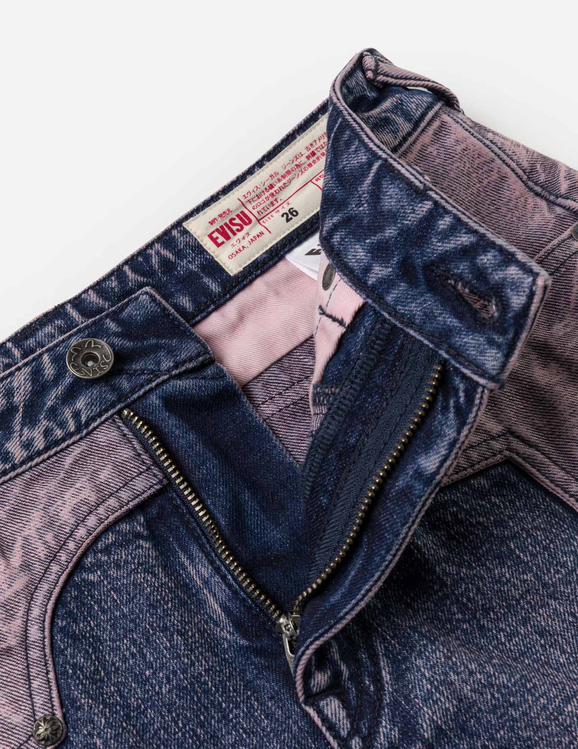 撞色拼接牛仔短裤