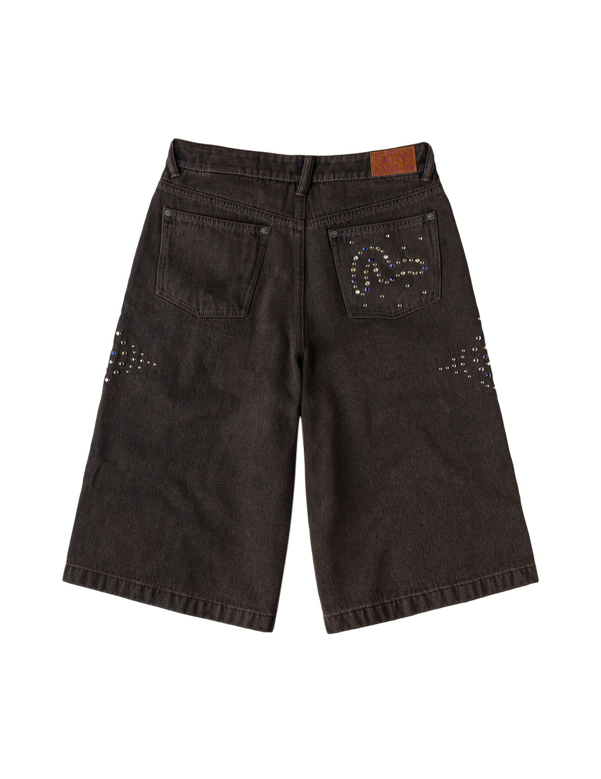 闪钻图案牛仔短裤