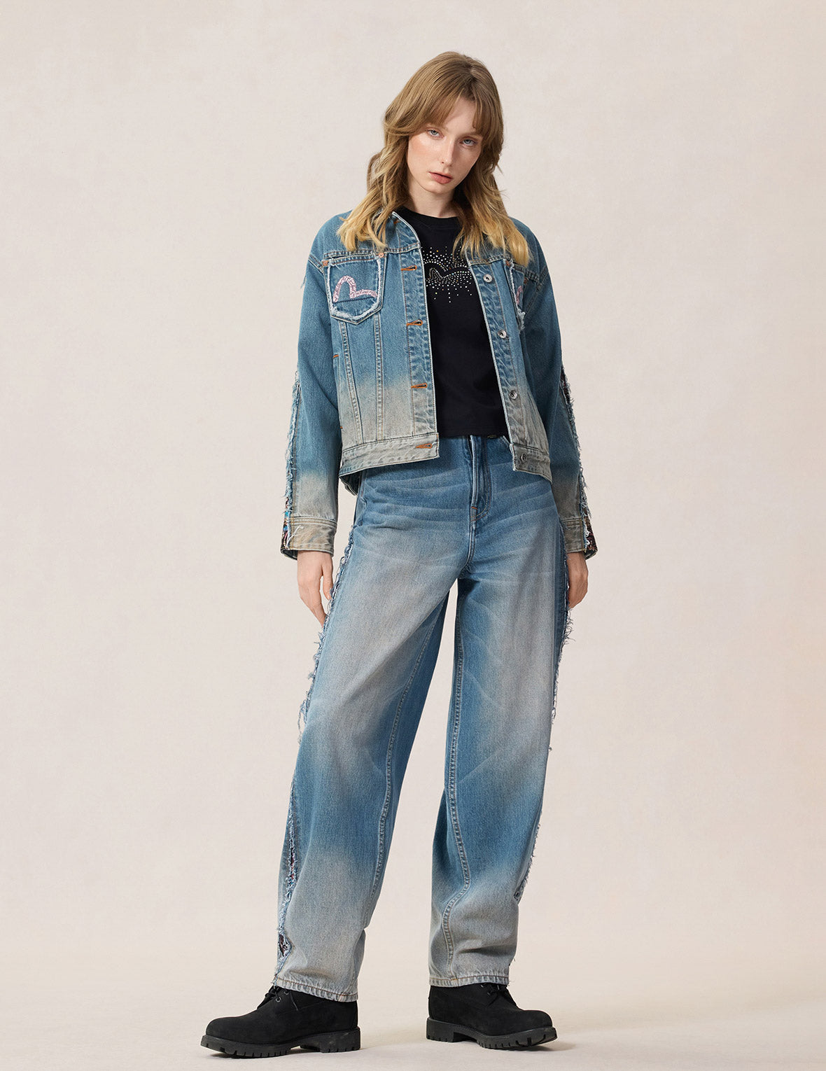 Brocade Patchwork Balloon Jeans