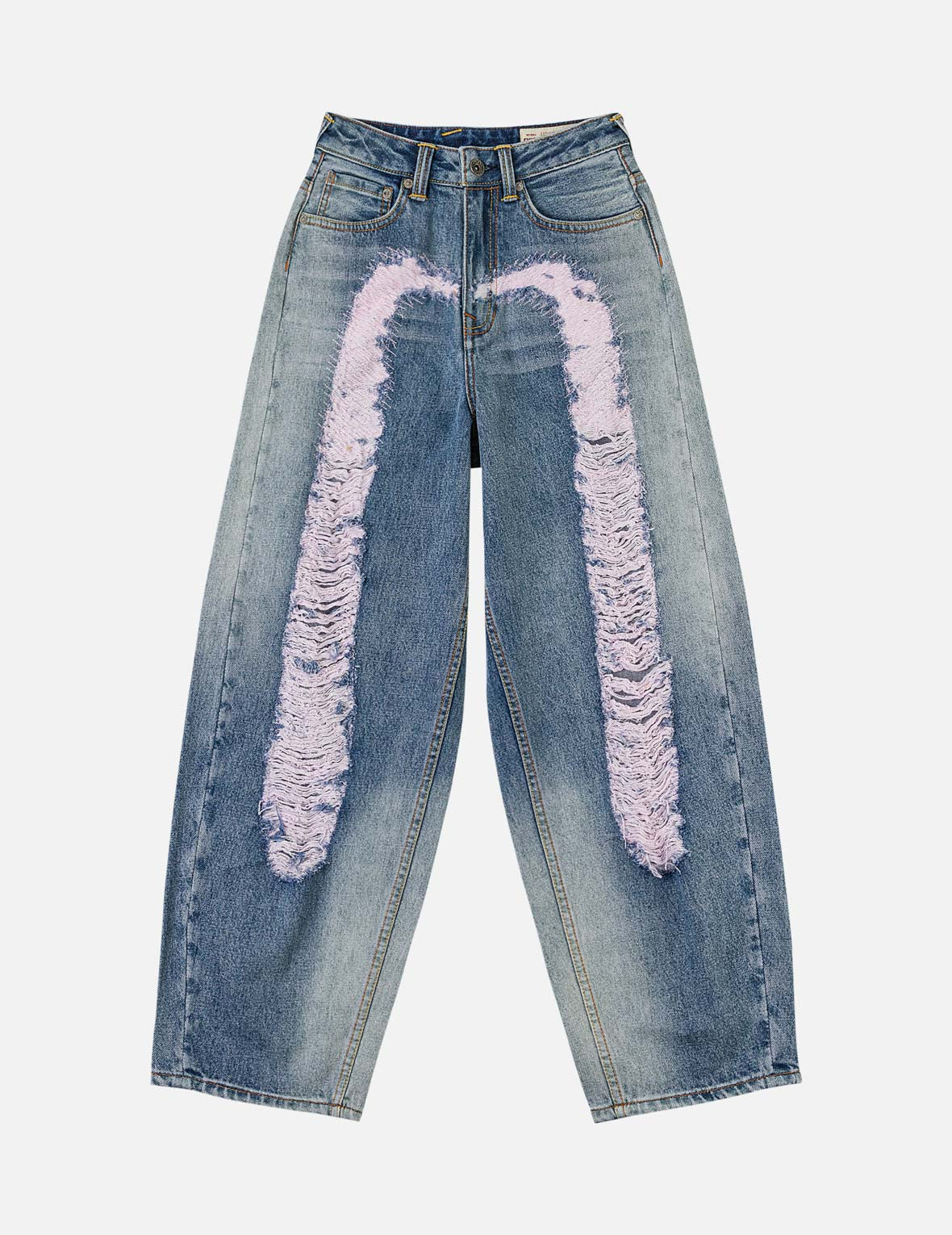 做旧大 M 弯刀牛仔裤