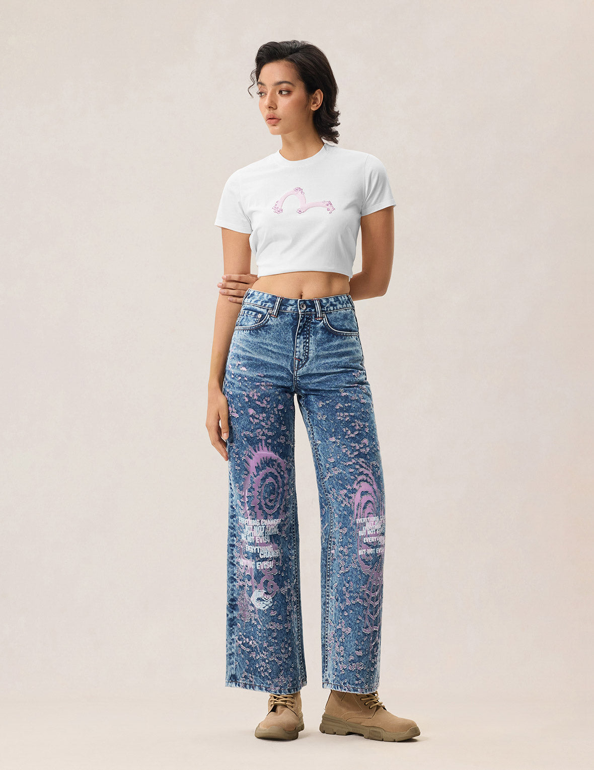 Pink Burn-Out Jeans
