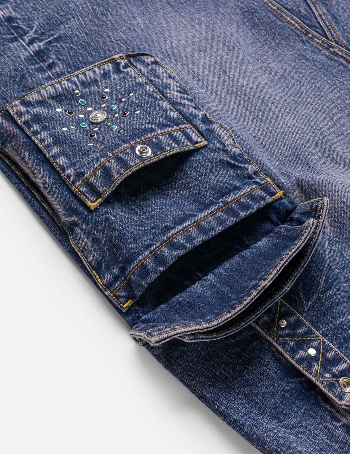 铆钉装饰丹宁工装裙