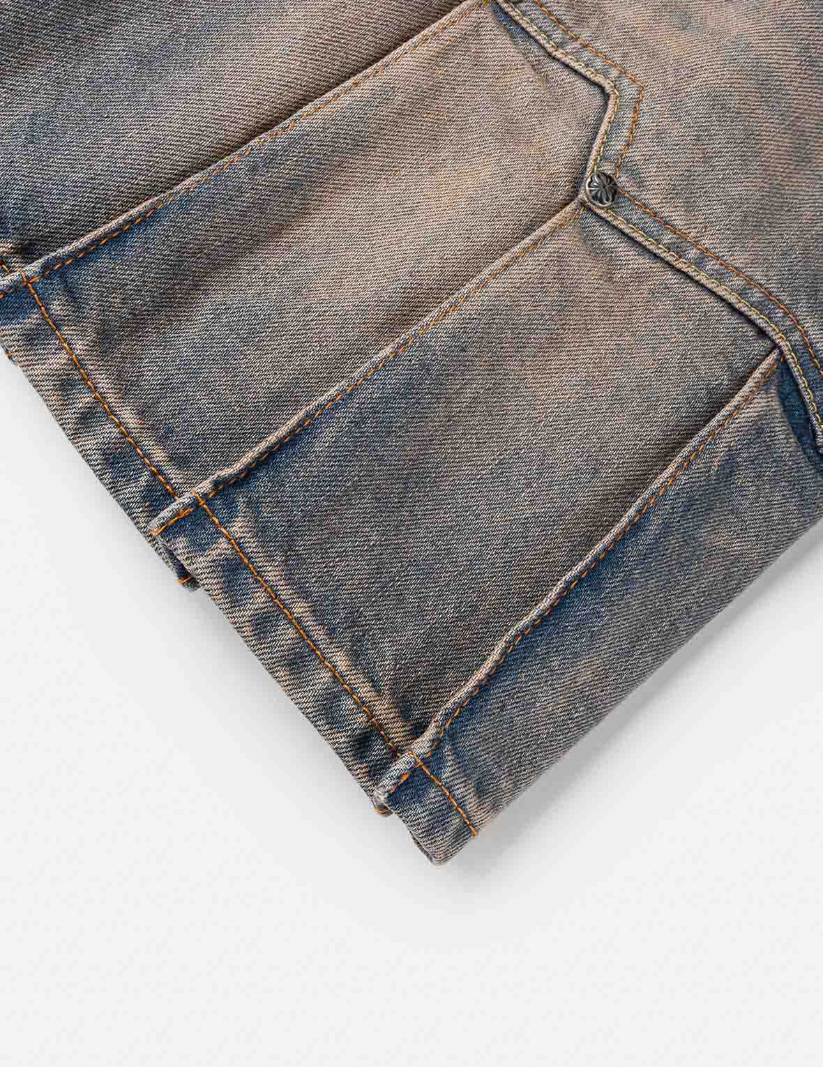 Two Tone Pleated Denim Skirts