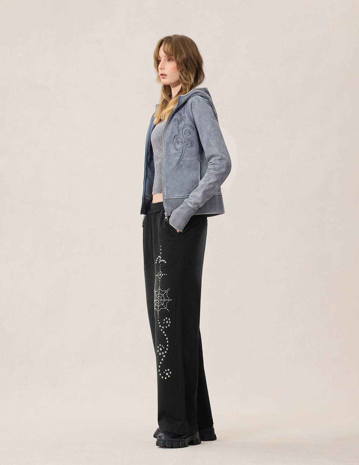 Graphic Rhinestones Sweatpants