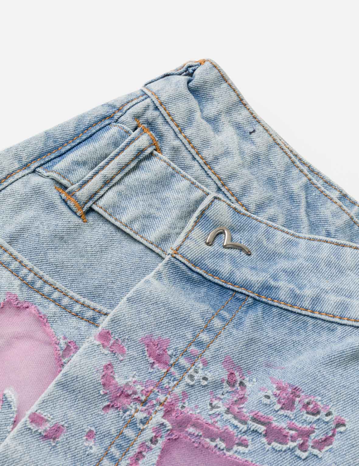 Color Burn-out Wordmark Denim Skort