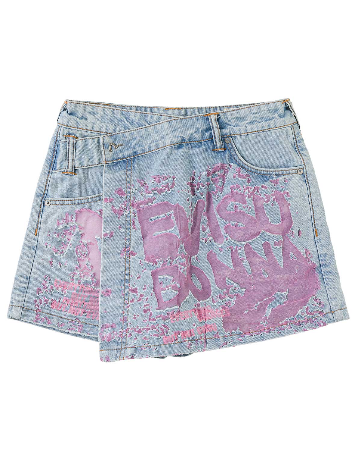 Color Burn-out Wordmark Denim Skort