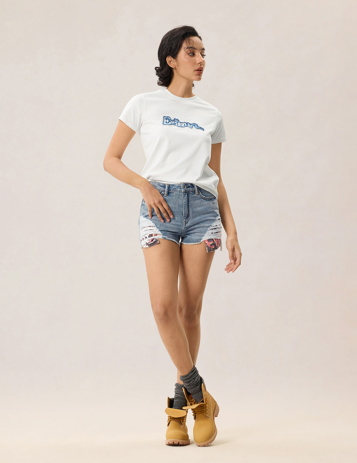 Denim Patched Seagull Logo T-shirt