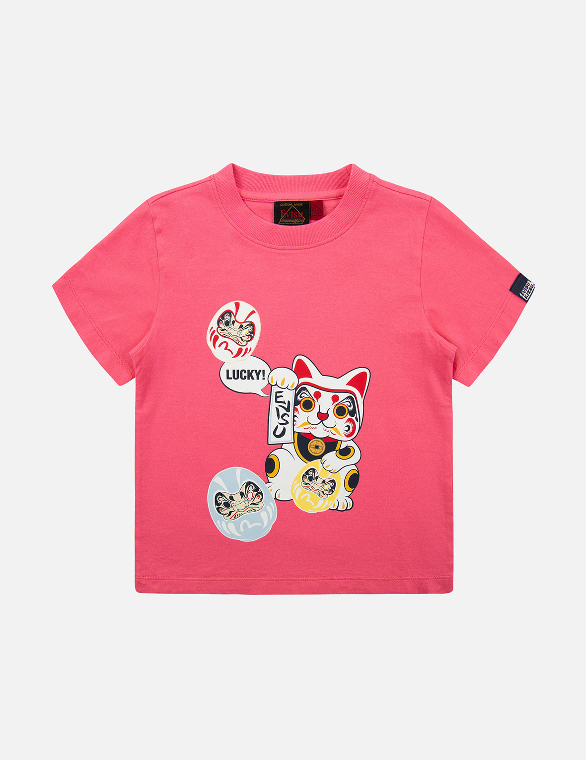 Fortune Cat and Daruma Print T-shirt