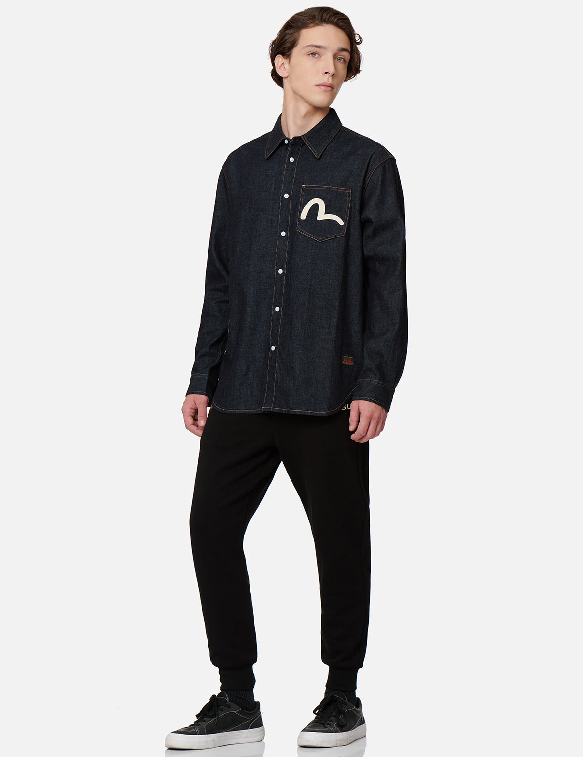 “The Fisherman God of Fortune” Print Denim Shirt