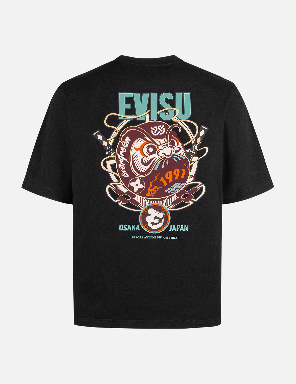 忍者达摩和商标印花常规版型T恤