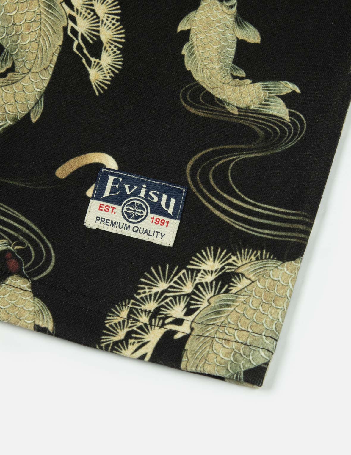 满地鲤鱼和海鸥印花宽版休闲T恤