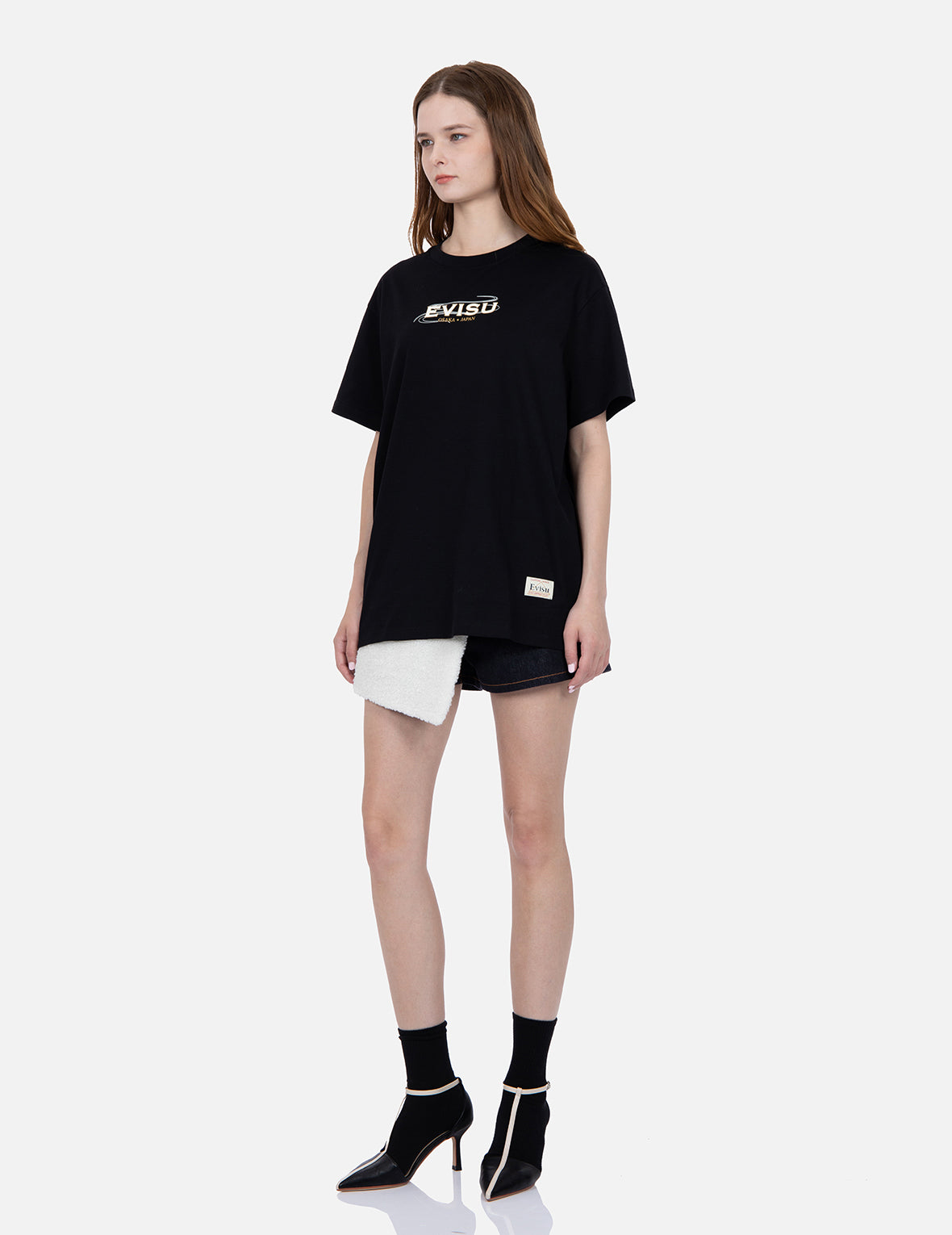Sherpa Blocking Denim Skort