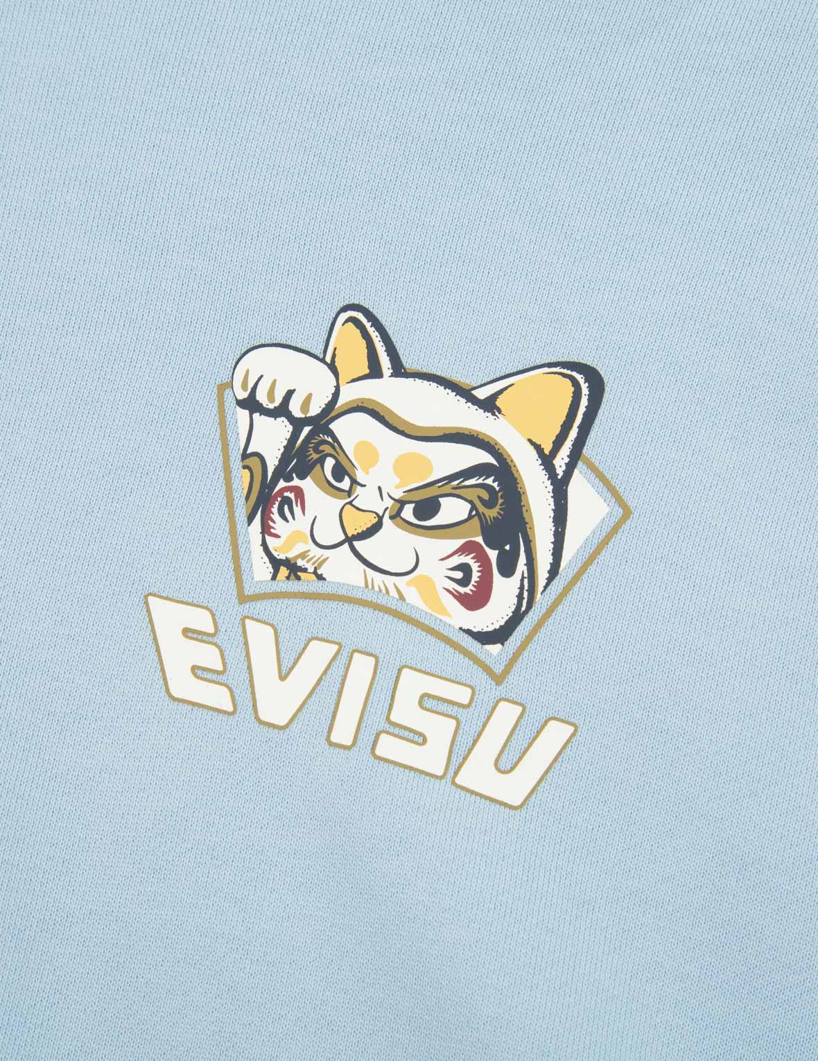 “Fortune Cat and Daruma” Double Daicock Print Hooded Sweatshirt