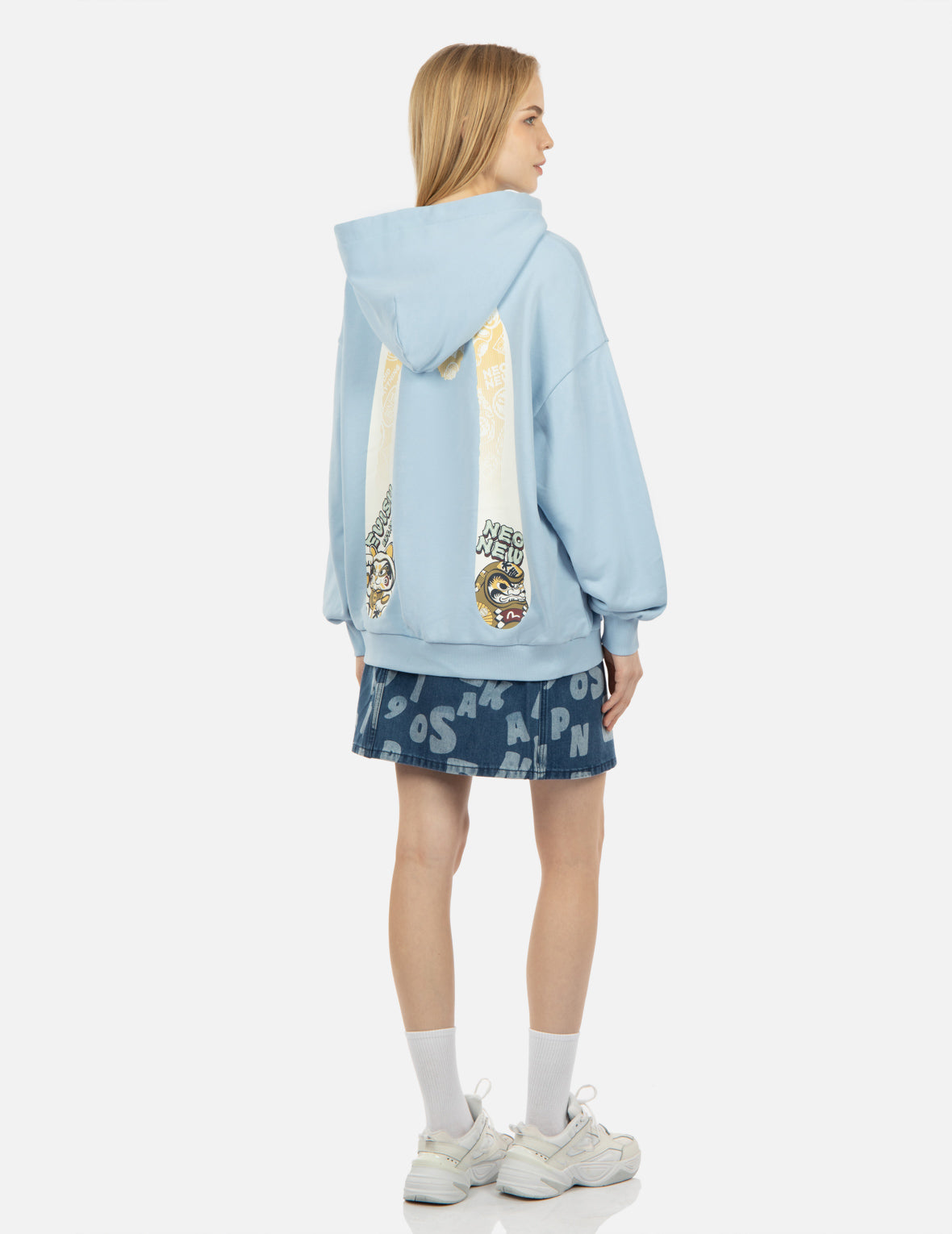 “Fortune Cat and Daruma” Double Daicock Print Hooded Sweatshirt