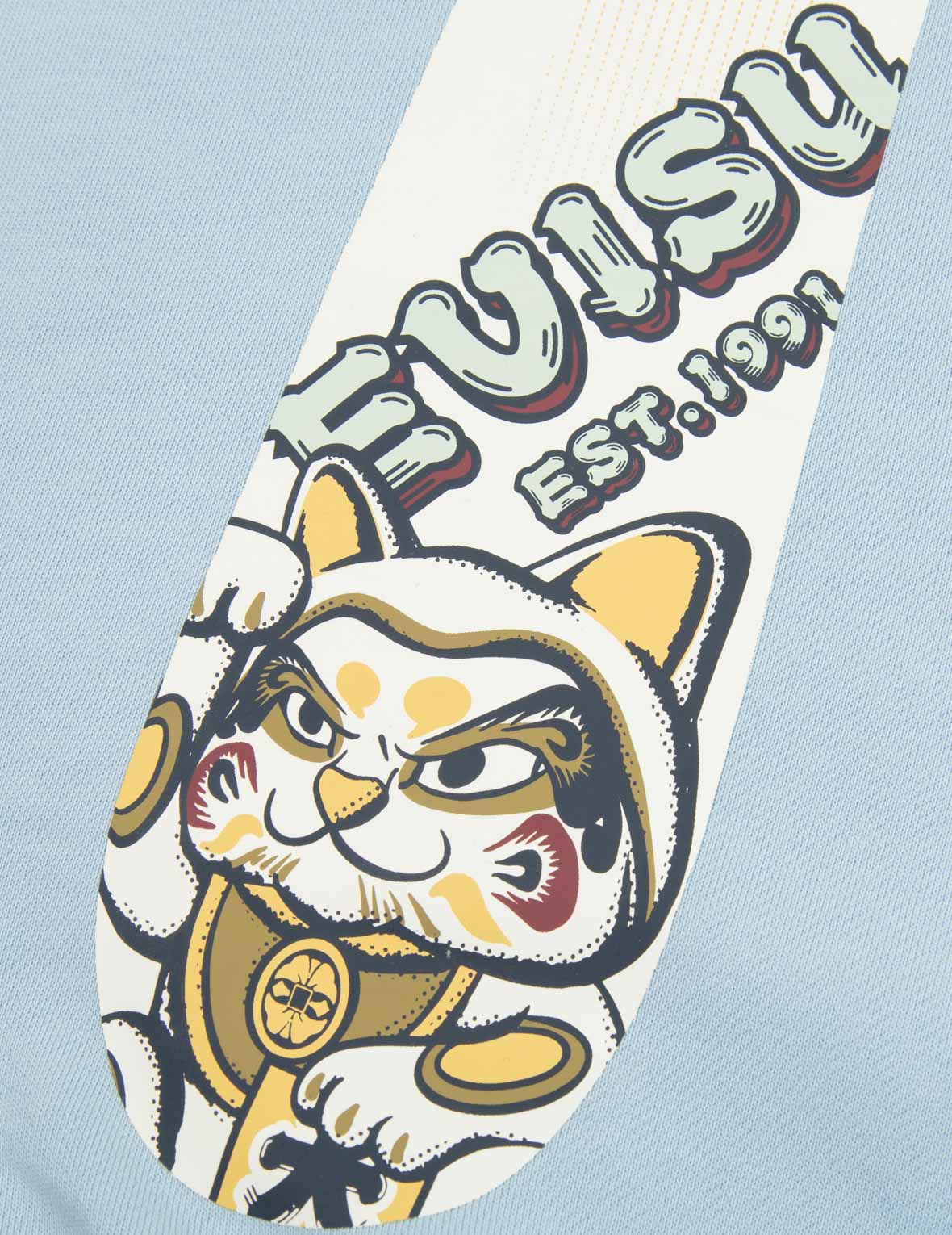 “Fortune Cat and Daruma” Double Daicock Print Hooded Sweatshirt