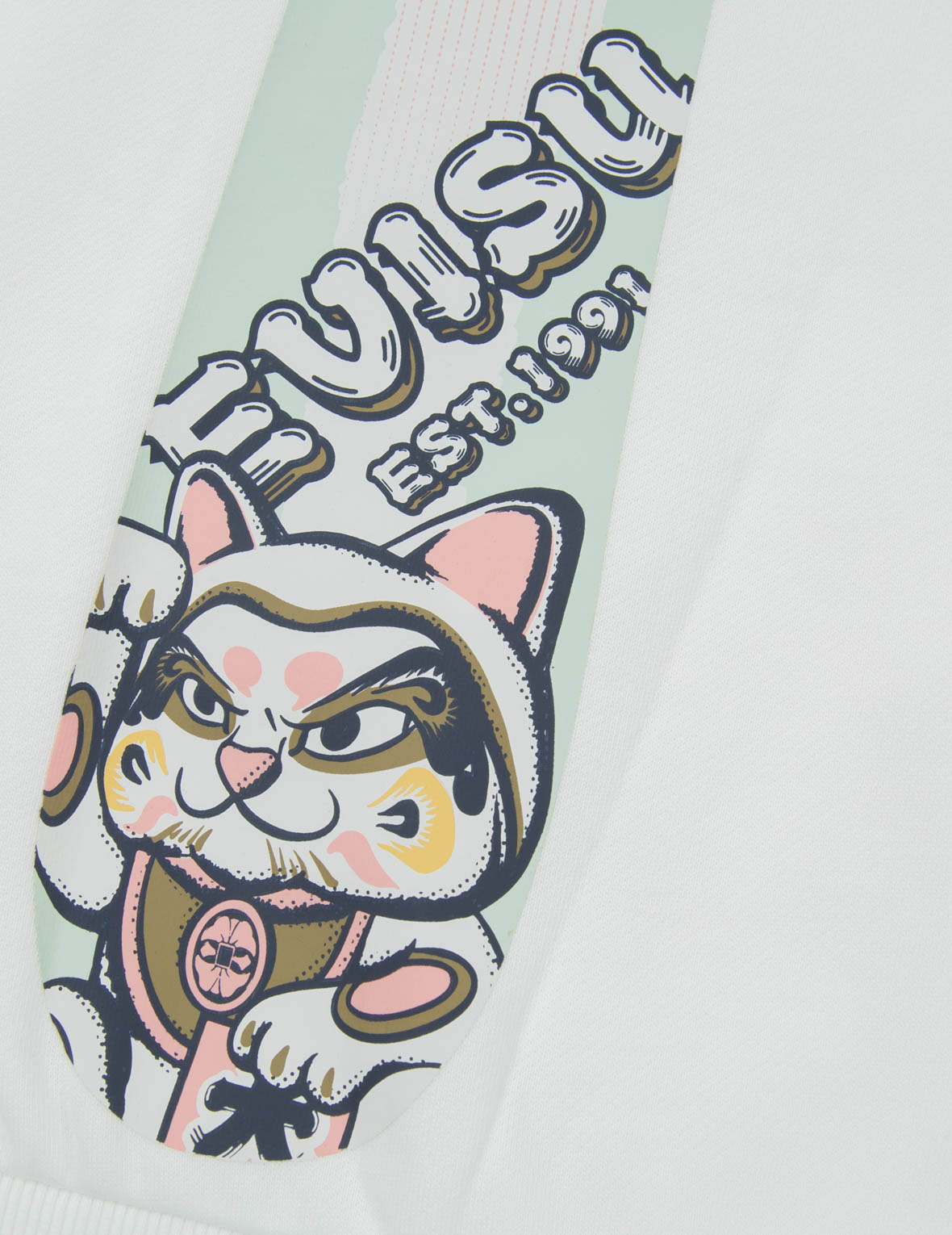 “Fortune Cat and Daruma” Double Daicock Print Hooded Sweatshirt