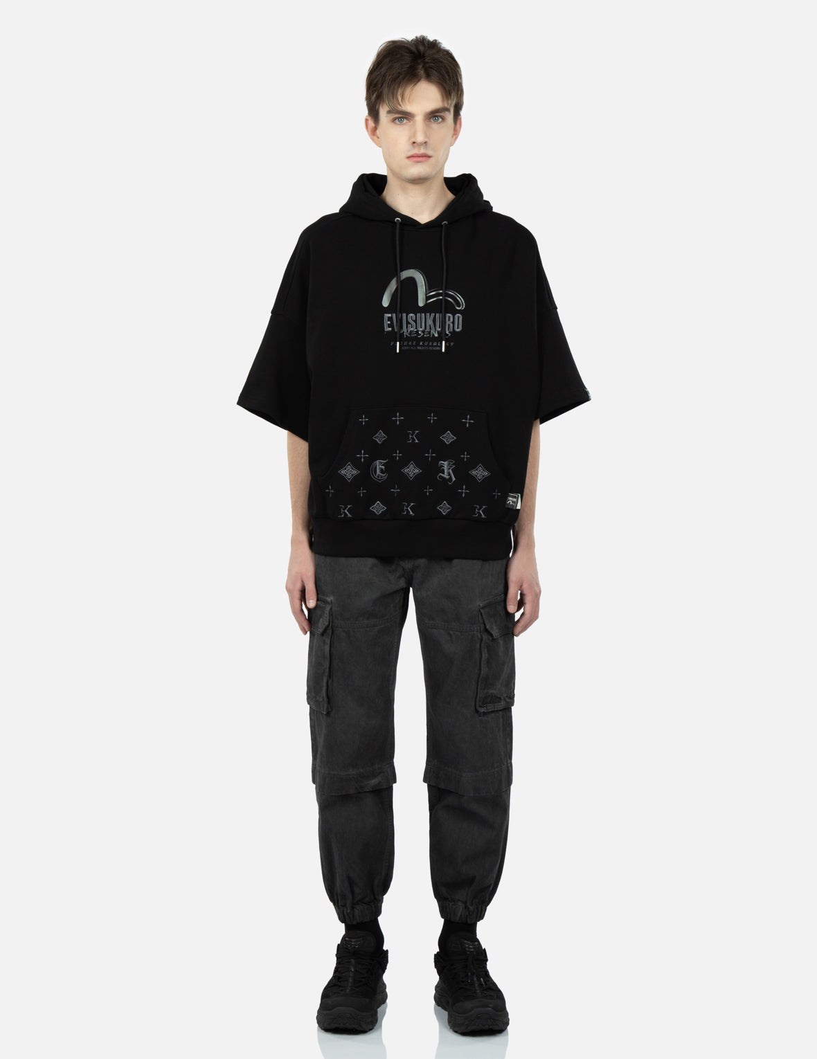 Monogram Embroidery Short-sleeved Hoodie