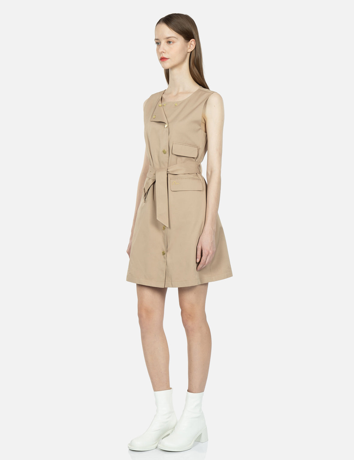 Seagull Embroidery Sleeveless Dress