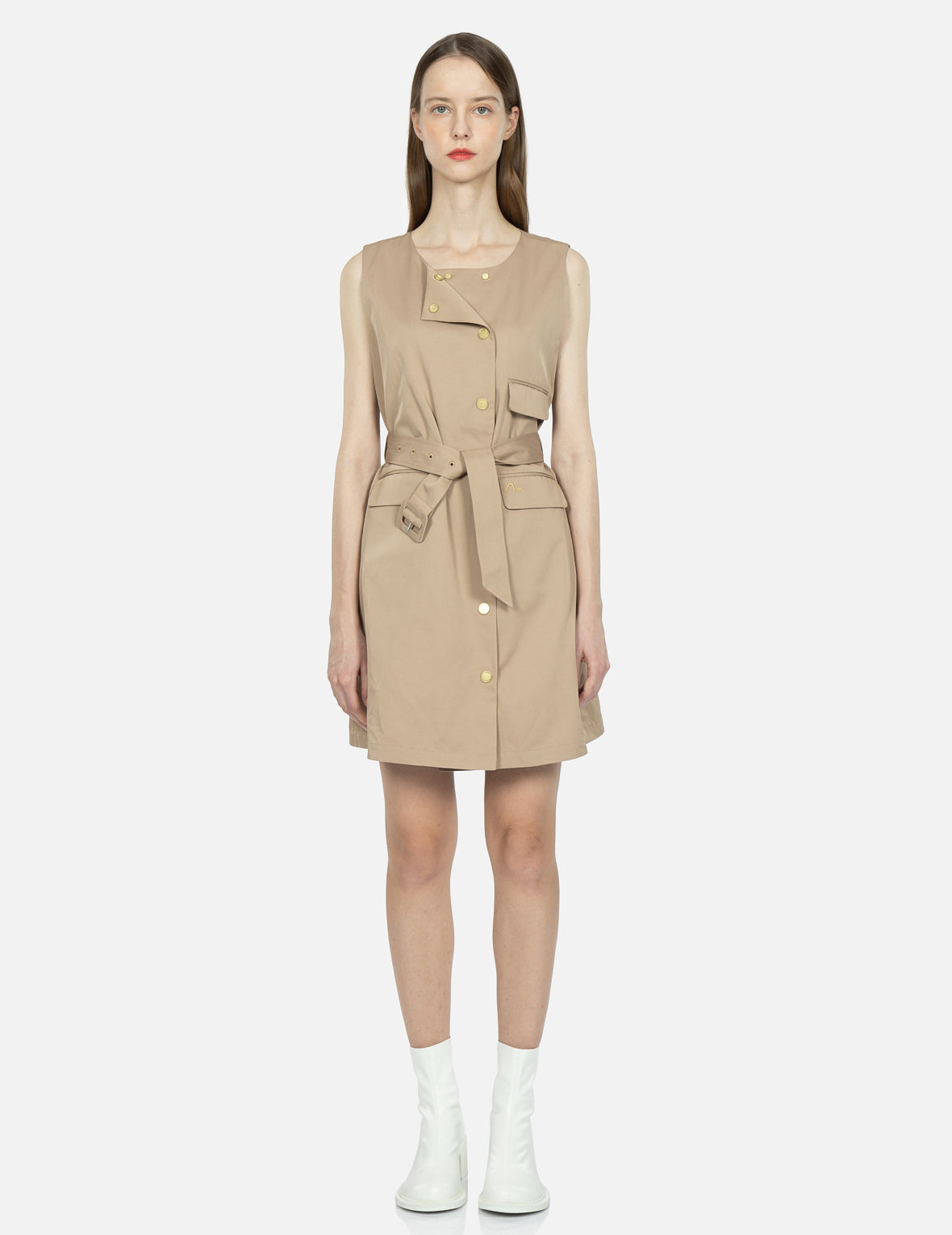 Seagull Embroidery Sleeveless Dress