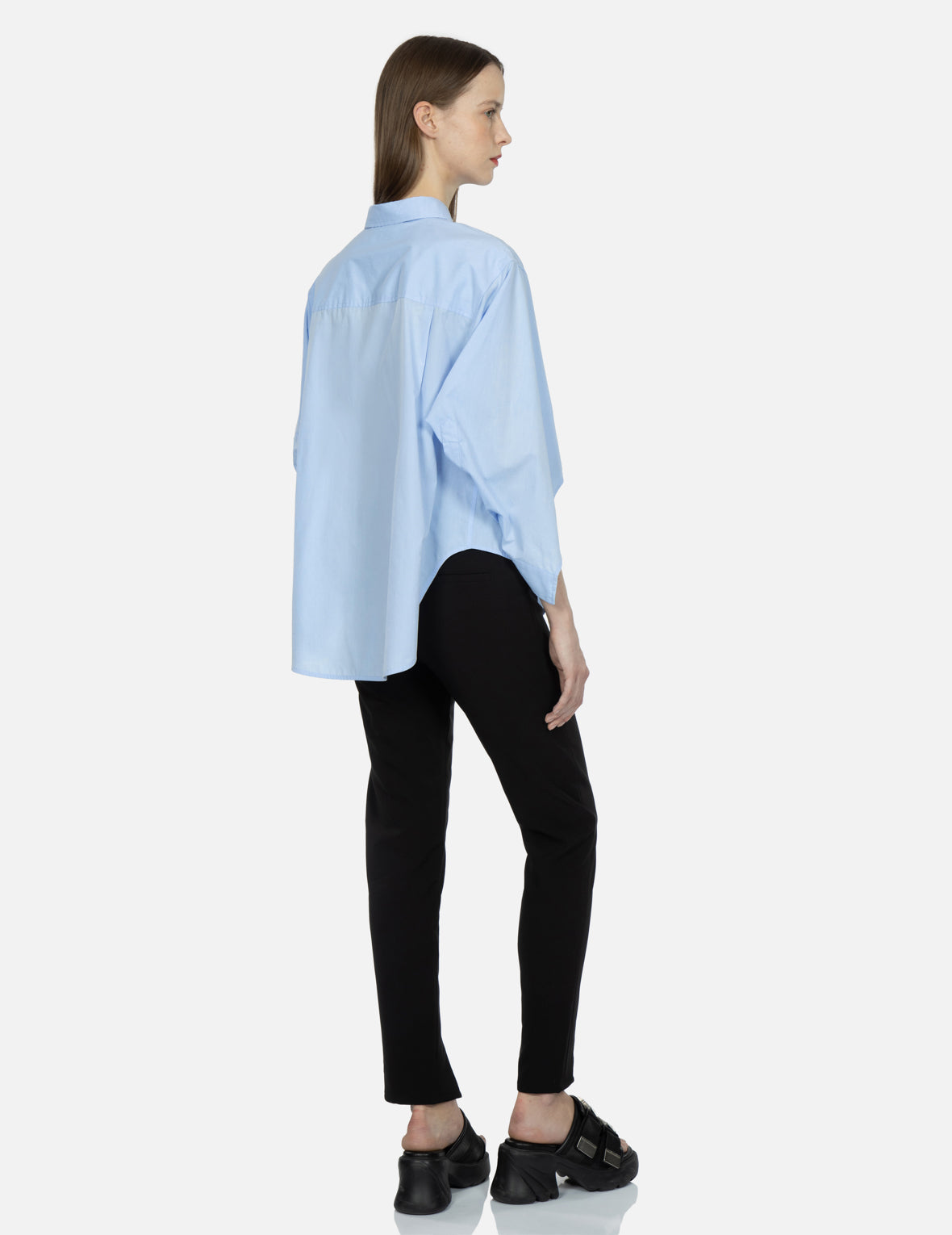 Seagull Embroidery Notched-sleeves Shirt
