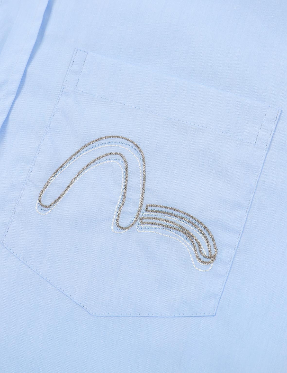 Seagull Embroidery Notched-sleeves Shirt