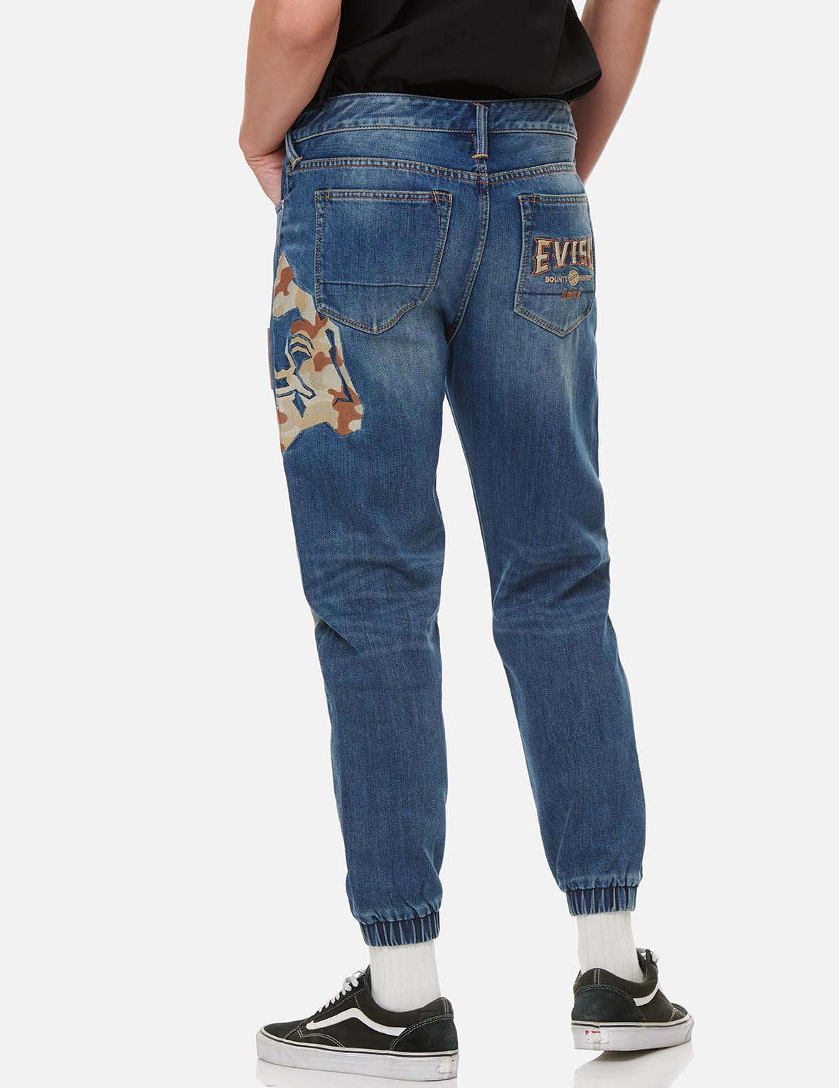 Camouflage Godhead Embroidered Denim Jogger Pants