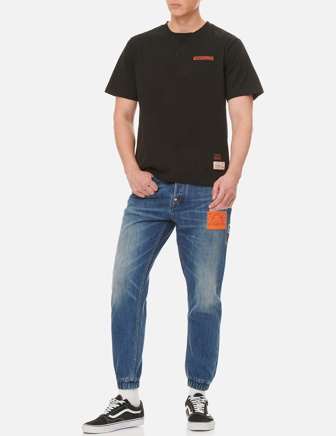 Camouflage Godhead Embroidered Denim Jogger Pants
