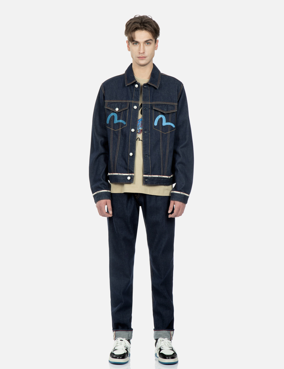 Seagull and Eagle Embroidered Denim Jacket