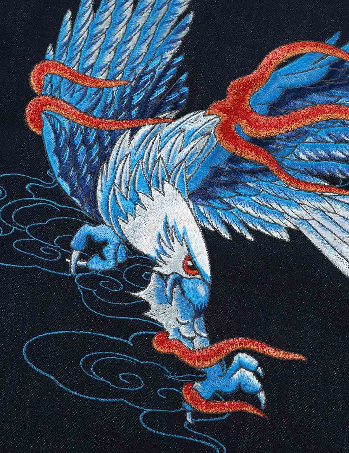 Seagull and Eagle Embroidered Denim Jacket