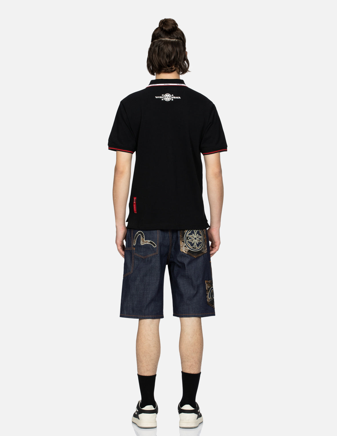 Logo Embroidery and Brocade Appliqué Denim Shorts