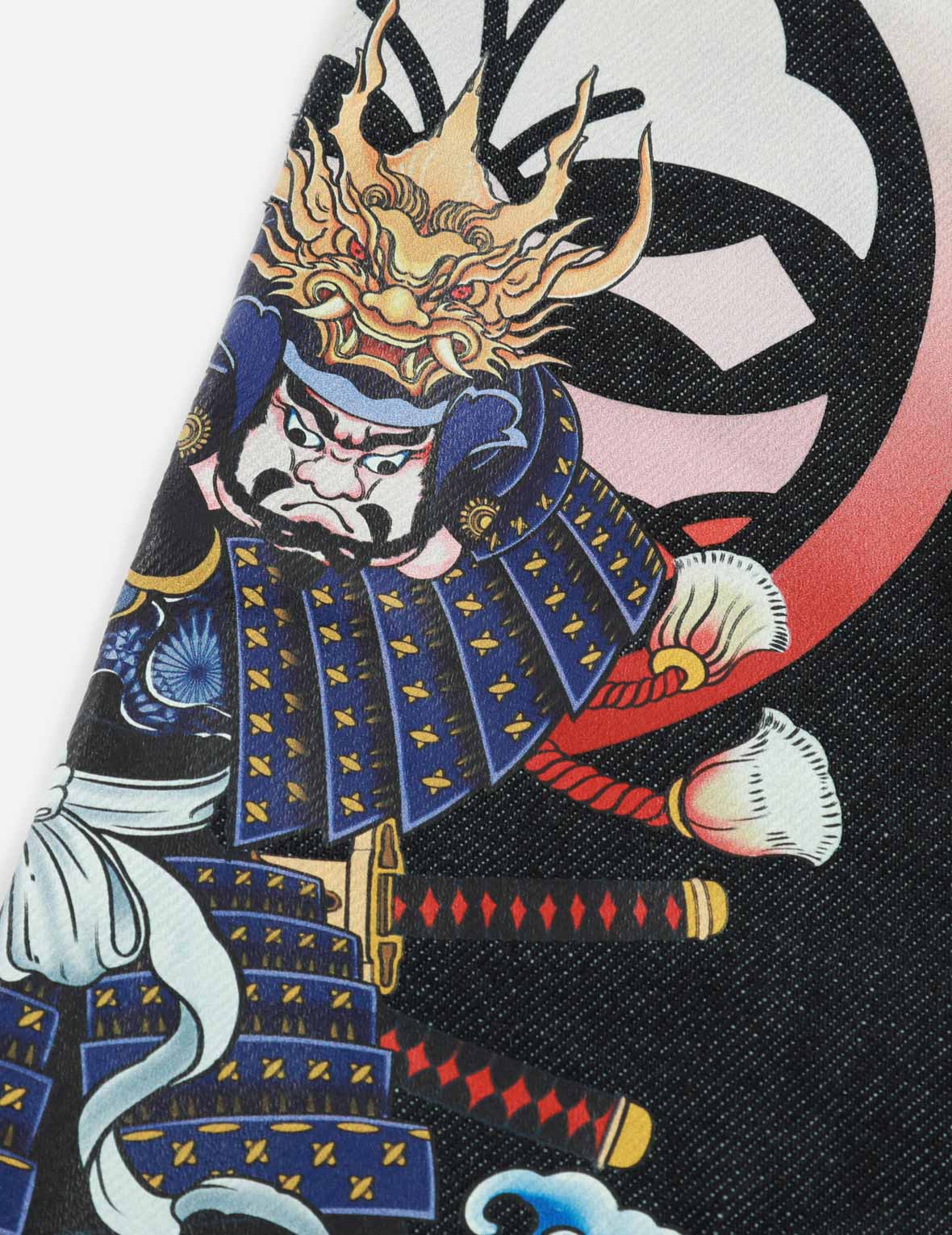 Samurai Print and Seagull Embroidery Slim-Fit Jeans #2010