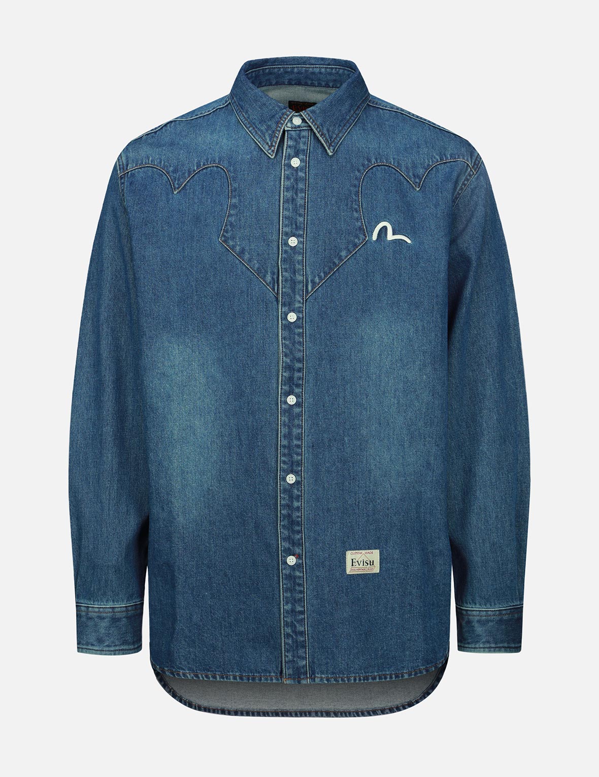 Taiko Daruma Print Denim Shirt