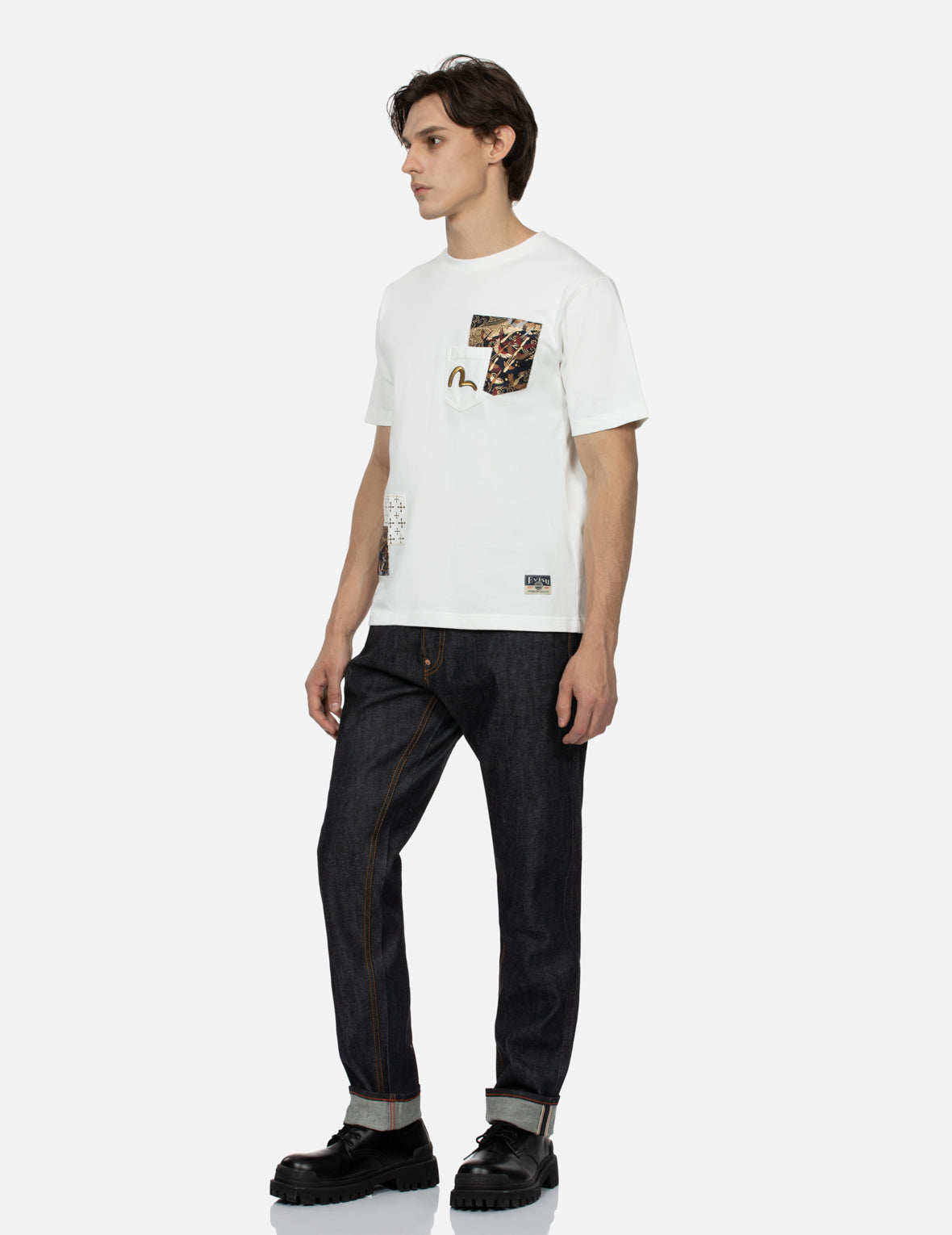 Seagull Embroidery and Brocade Patched Carrot Fit Denim Jeans #2017