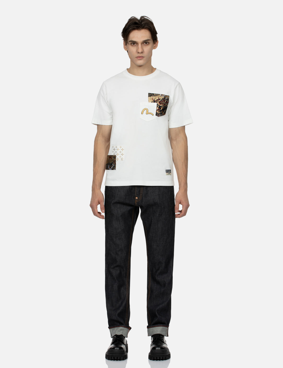 Seagull Embroidery and Brocade Patched Carrot Fit Denim Jeans #2017